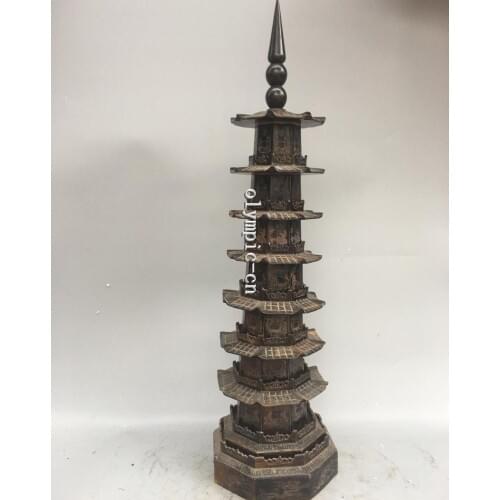 27'' ox horn handcraft carved dragon buddha figure temple buddhism pagoda stupa