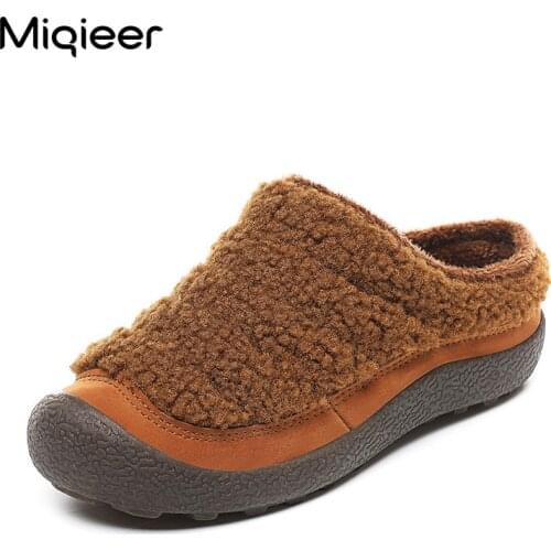 Winter Children Cotton Slippers For Big Girls Boys Young Kids Warm Flip Flop Closed Toe Home Indoor Flat Shoes Non Slip Pantufa