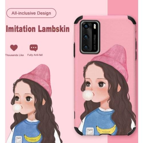 ASINA Imitation Lambskin Case For Huawei P40 P30 P20 Lite Pro Cartoon Bumper Silicone Cover For Nova 3 3i 4 5t 6 7 8 Coque Girl
