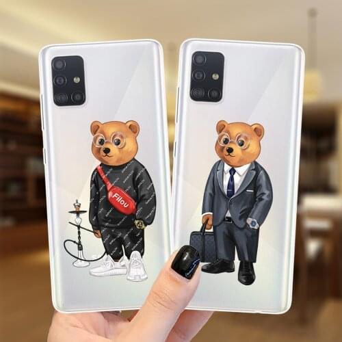 Cute Bear Fashion Brand Silicone Case Cover For Samsung A52 A72 A51 A71 A50 A70 A02 A12 A42 A32 A31 A21S A41 A40 A30 A20 A11