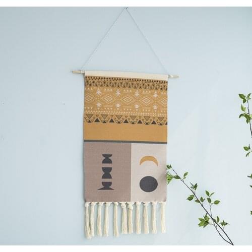 Nordic Art hanging cloth New Hand-knitted tassel tapestry Wall Hanging Handmade bohemian style Retro Home Decor cotto