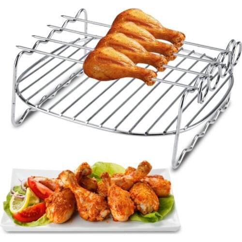 Stainless steel Replacement BBQ Rack Double Layer Skewers Baking Tray For Philips Air Fryer Barbecue Rack Baking Tray