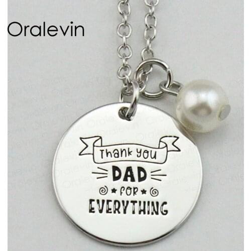THANK YOU DAD FOR EVERYTHING Inspirational Hand Stamped Engraved Custom Pendant Necklace for Men Jewelry,10Pcs/Lot, #LN2142