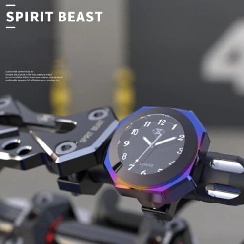 Aluminum Alloy Motorcycle Luminous Handlebar Mount Clock Watch Thermometer 6XDB