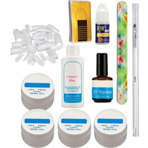 UV Gel Nail Art Accessories Kits UV Topcoat Cleanser Plus Nail Glue Gel Pen Sets