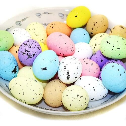 20Pcs 4cm Foam Easter Eggs Happy Easter Decoration Painted Bird Pigeon Eggs DIY Craft Kids Gift Favor Home Decor Easter Party