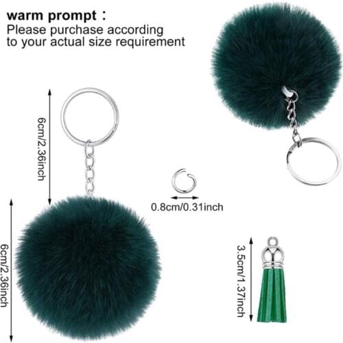 Y166 30 Pcs Colorful Pom Poms Ball with 30 Pieces Open Jump Rings and 30 Pieces Key Chains for Bag Car Charm Accessories