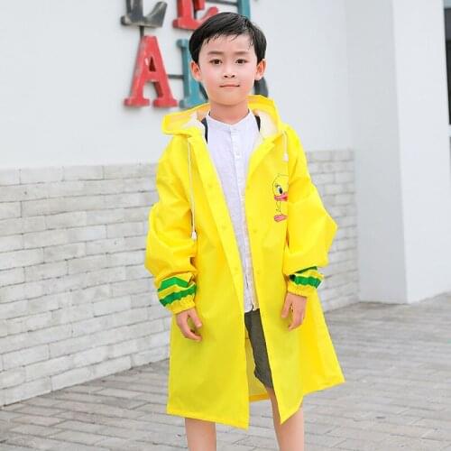 Yellow Kids Raincoat Fashion Cartoon Boys Girls Baby Raincoat Set Poncho Cute Outdoor Hiking Portable Travel Raincoat Waterproof