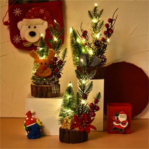 1 Pcs 23x15x7.5cm Creative Wooden Mini Artificial Christmas Tree New Year Decor 2022 Christmas Tree Ornaments Home Decoration