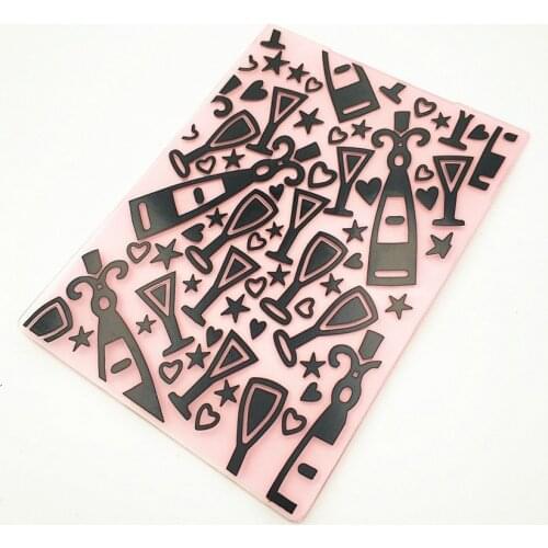 10.5x14.5cm wine bottle Embossing folders Plastic bump Scrapbooking DIY Template Fondant indentation Cake Photo Album Card Make