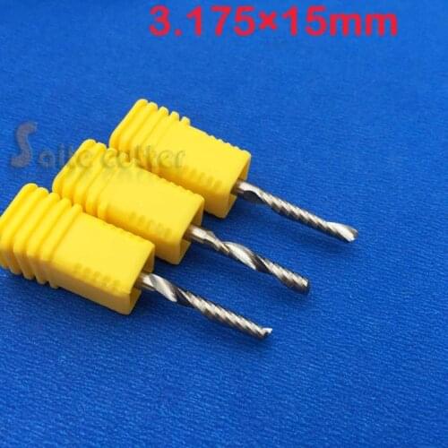 10pcs AAA 3.175*15MM Single Flute Cutting Tools, End Mill Bits, Spiral Cutters, Engraving Drill Bits, CNC Router Tools