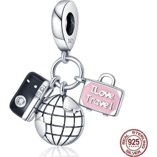 100% Real 925 Sterling Silver Cute little Bear With Balloons Fit Original Pandora Bracelet&Bangle Making Fashion DIY Jewelry