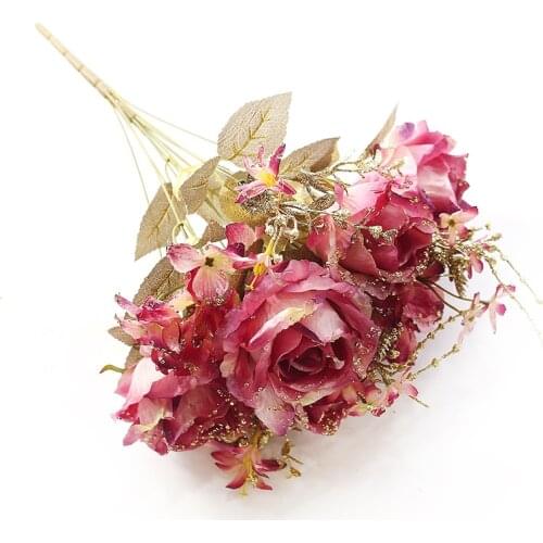 11 heads/bunch) Artificial Flowers Silk Roses / Simulation / Artificial flowe bouquet for wedding home decoration