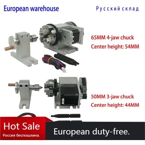 CNC 4th Rotary Axis and tailstock 3 jaw chuck 65mm 50mm cnc 4th axis rotary table Two phase 42 stepper motor tailstock for lathe