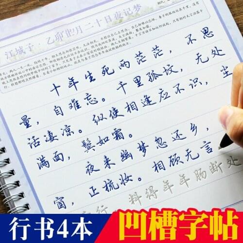 4 Pcs Adult Practice Copybook 3D Groove Chinese Characters Resusable Calligraphy Copybook Exercise Book Chinese Famous Quotes