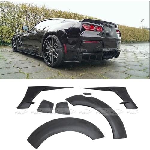 7PCS / SET Car Styling FRP FiberGlass Air Flow Fender Rear Flares for Corvette C7 2014 2015