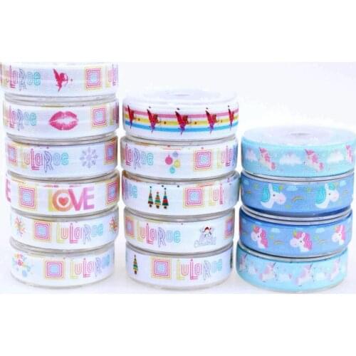 Free Shipping 15 designs heat transfer print Fold Over Elastic Ribbon 50yards/lot DIY Hair accessories and decorative materials