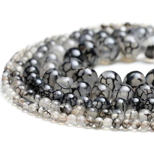 Natural Round Beads Dragon Stone Loose Bead 4/6/8/10mm for DIY Jewelry Making Bracelet Accessories