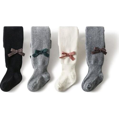 Children kids baby pantyhose autumn winter new arrival plus velvet thicken warm cute princess bow tights female baby tights