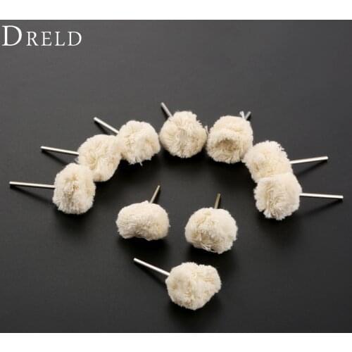 DRELD 10Pcs Dremel Accessories 22mm Wool Polishing Buffing Wheels 2.35mm Shank Jewelry Metals Grinding for Drill Rotary Tools