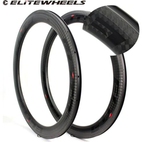 ELITEWHEELS 700c 60mm Carbon Fiber Rim A1 Laser Brake Surface 12k Matte Finish Clincher Tubular Tubeless For Road Bicycle Wheels