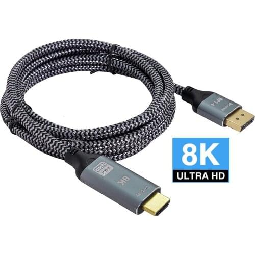 Jimier DisplayPort DP 1.4 Male Source to HDMI 2.0 Male Display 8K UHD 4K DP to HDMI Male Monitor Cable Connector 1.8m 6ft