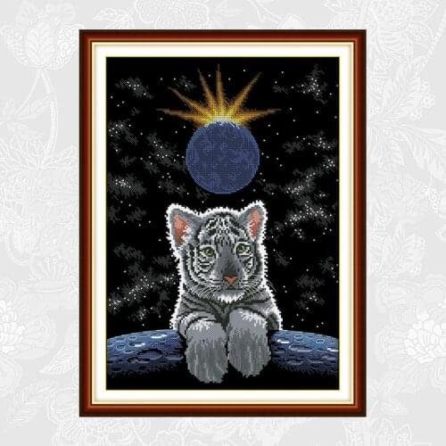 Moon Night Paintings Cross Stitch Printed Canvas DMC Cotton Thread Crafts DIY Handmade Embroidery Sets for Needlework