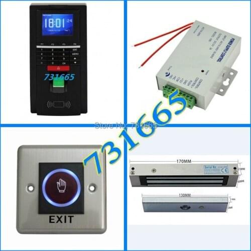 M-F131 fingerprint Access Control + Magnetic Lock + Power Supply and Infrared Exit Button