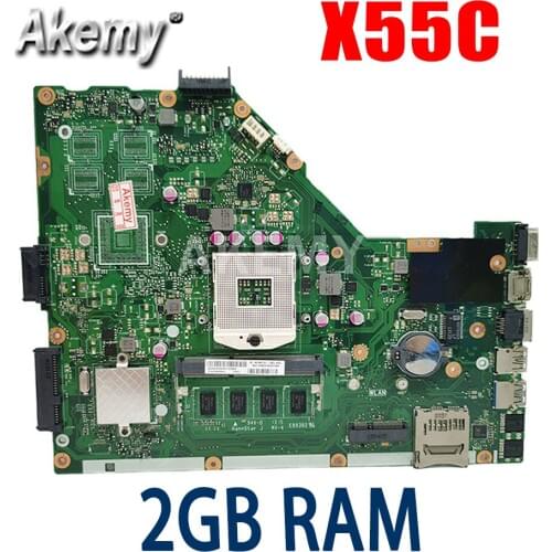 Akemy Laptop motherboard For ASUS X55VD X55C X55CR X55V Mainboard SLJ8E REV.2.2 With 4G RAM