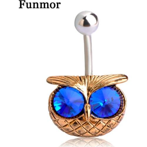 Cute Green Eye Owl Couro Joias De Pedras Preciosas Belly Button Rings Piercing Navel Umbigo Body Jewelry Vintage Pircing Bijoux