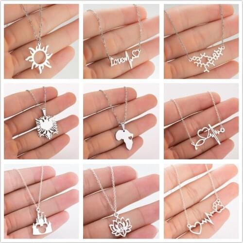 Fashion Silver Color Stainless Steel Razor Blades Pendant Necklaces Men Jewelry Steel Male Shaver Shape Bear Heart Necklace