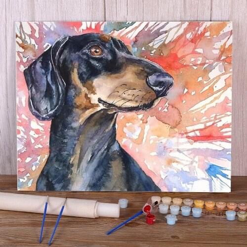 Animal Dachshund Painting By Numbers Complete Kit Acrylic Paints 40*50 Boards By Numbers Loft Wall Picture Adults Drawing