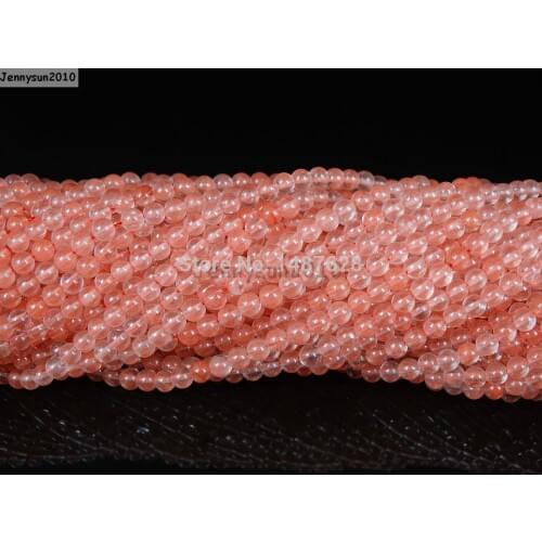 Natural Cherry Quartz Gems Stones 2mm Smooth Round Spacer Loose Beads 15'' Strand for Jewelry Making Crafts 5 Strands/Pack