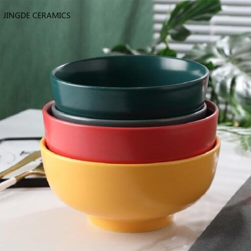 Creative Solid Color Ceramic Soup Bowl Fruit Salad Noodles Bowl Dessert Snack Bowls Multifunction Restaurant Kitchen Tableware