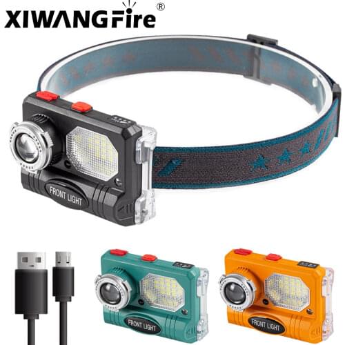 2021 New LED Strong Headlamp Zoom Multi-function Fishing Light Smart Sensor HeadLight Head-mounted Built-in Battery head lamp