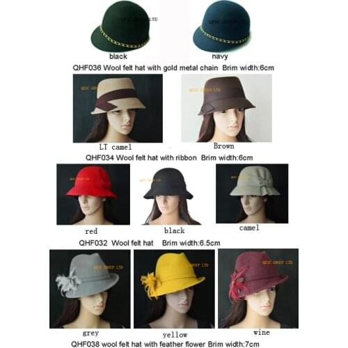 NEW ARRIVAL 100% wool felt hat/winter hat/church hat/ Kentucky Derby/Ascot, sell in mix style and mix color,Free shipping