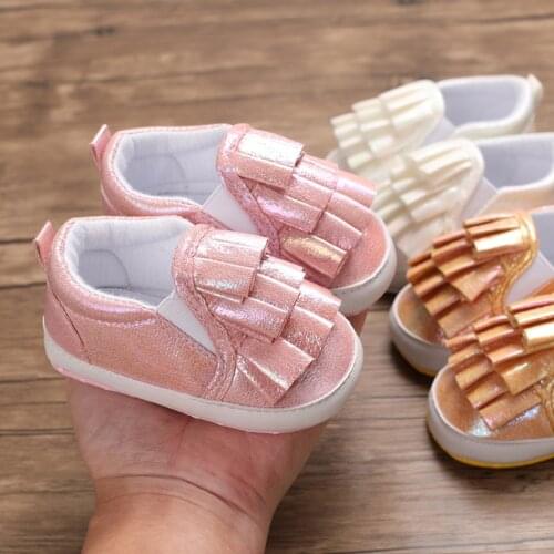 Brand New Newborn Infant Baby Girl Kids Shoes Soft Sole Crib Prewalker Toddler Anti-Slip Solid Ruffled First Walkers