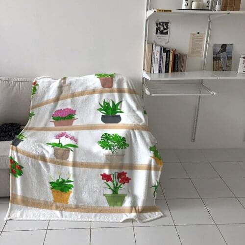 Home Soft Blankets Plant Potted Cactus Flower Adult Children Bedroom Bed Sofa Throw Blankets Office Warm Air Conditioning Quilt