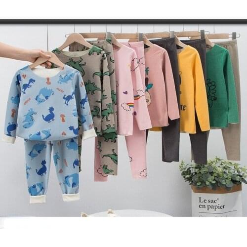 Boys Girls Pajamas Autumn Winter Thermal Underwear Childrens Clothing Sleepwear Cotton Pyjamas Sets For Kids 6 8 10 12 14 Years