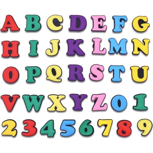 36PCS Colorful Letter Icon Shoes Charms PVC Soft Hole Slipper Decoration Wristband Accessories For Kids Gifts Croc JIbizt Buckle