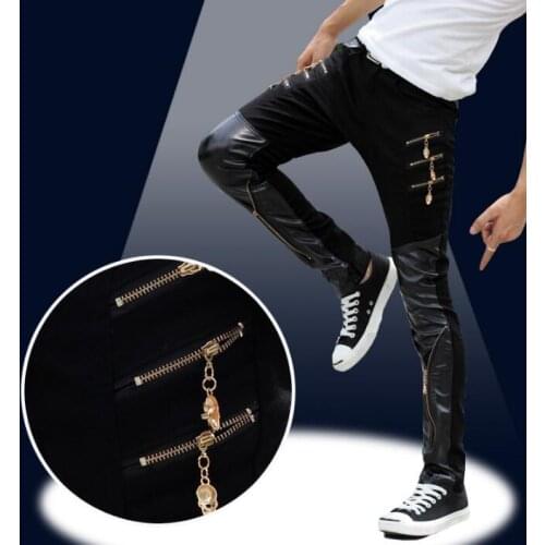 Casual zipper personality fashion pants mens feet trousers pantalones hombre cargo harem pants for men pantalon homme street