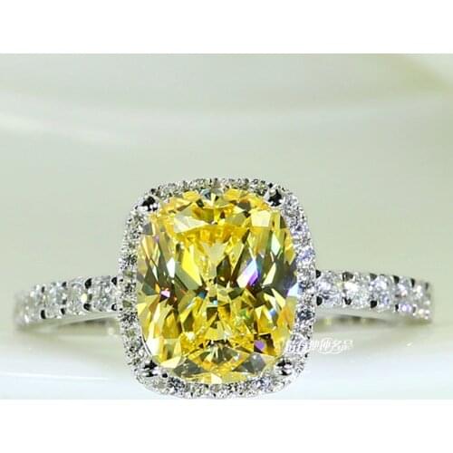 Simple Female White Crystal Stone Ring Classic Silver Color Thin Wedding Ring Luxury Bridal Square Engagement Rings For Women