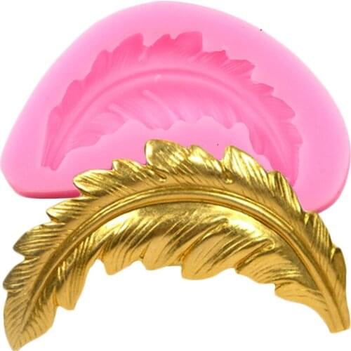 Baroque Feather Relief Silicone Mold Cupcake Topper Fondant Molds Chocolate Cake Decorating Tools Polymer Candy Clay Resin Mould