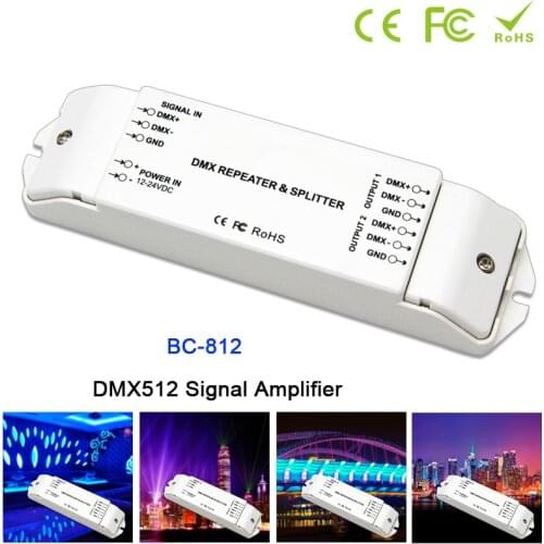 BC-812 DMX512 Signal power repeater DMX Power amplifier 1 to 2 channel output DMX power splitter DMX led controller,DC12V -24V