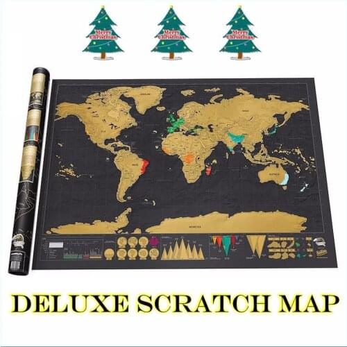 Travel Deluxe Scratch off Map Erase black World mapa For kids Traveler Geography Novelty creative Gift wall Poster mundi rascar