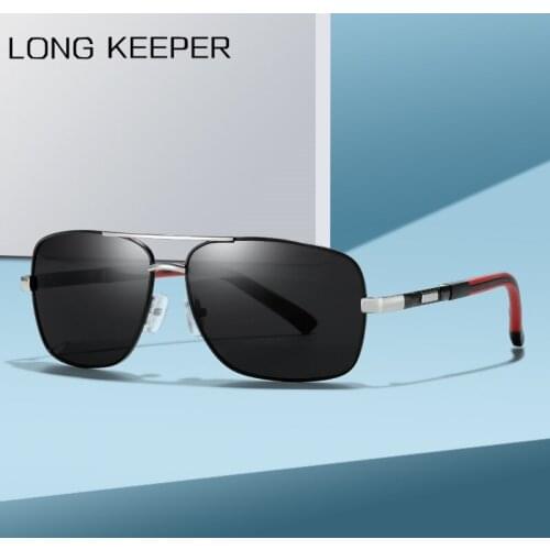 Long Keeper Men Polarized Sunglasses Brand Design Alloy Frame Rectangle Lens Sun Glasses Unisex Driving Goggles UV400 Oculos