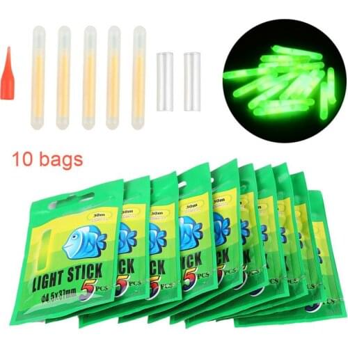 50Pcs Fireflies For Fishing Float Fluorescent Lightstick Light Night Float Rod Lights Dark Glow Stick 30M Night Visible Distance