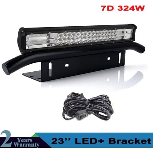 23'' Inch 324W Led Light Bar +Front License Plate Bracket for Truck SUV 4x4 4WD Car Offroad Driving Lamps 12v 24v