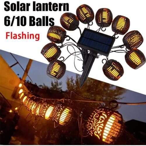 Outdoor Solar Lanterns Garden LED String Lights Solar Lamps Waterproof Hanging Lantern Decoration Patio Flickering Flame Lights