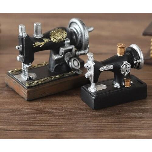 Zakka Vintage Old Sewing Machine Resin Crafts Ornaments Desktop Decoration Home Decoration Accessories for Living Room